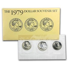 1979 3-Coin Souvenir Susan B. Anthony Dollar Set in original envelope