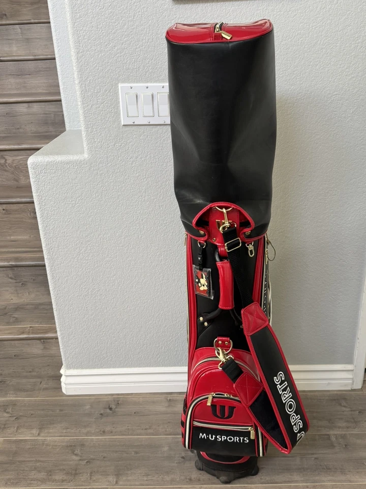MU SPORTS GOLF CART BAG WITH WHEES EMBROIDERY 5 WAY BLACK LADIES BAG - Image 4 of 4