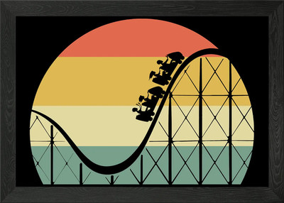 Vintage Roller Coaster Exp Framed Wall Art Poster Canvas Print Picture