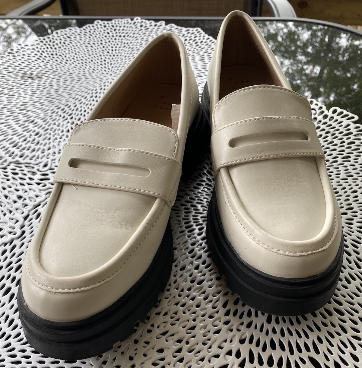 SAOLA Mocassino donna A New Day avorio panna grossa suola nera plateau 8 5