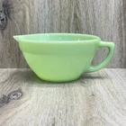 Vintage Fire King Jadeite Batter Bowl Spout Handle Green Mixing Bowl Oven Ware
