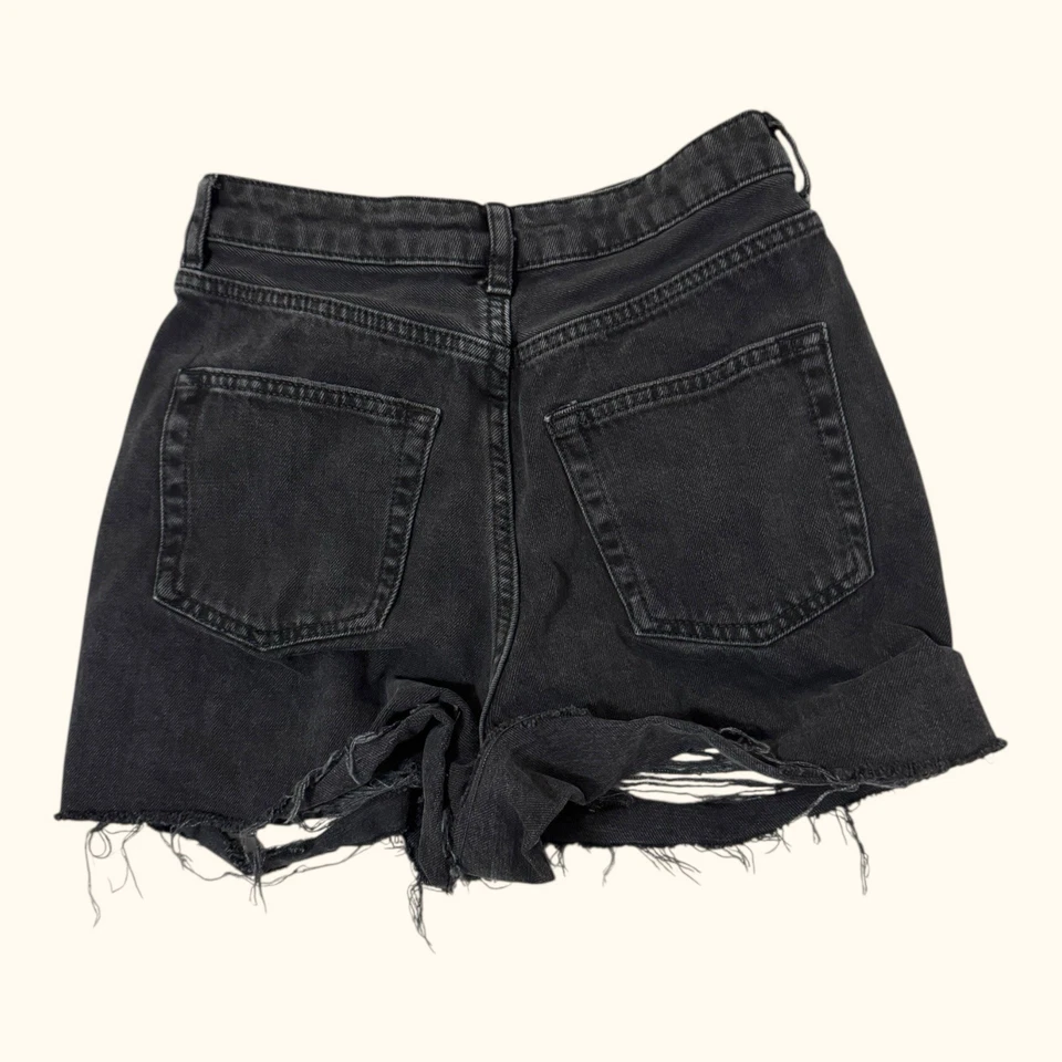 Pantalones Cortos Topshop Moto Mom Para Mujer Denim Corte Envejecido Dobladillo Crudo Negro Talla 8 Foto 2 de 4