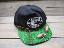 Otto Hat Cap Strap Back One Size Black Out To Pasture Novelty Cow Pig Mens