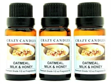 3 Oatmeal, Milk & Honey 1/2oz Premium Grade Scented Fragrance Oil Crazy Candles
