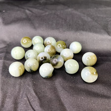 Vintage Glass Marbles Lot of 18 White Olive Green Size approx. .60"