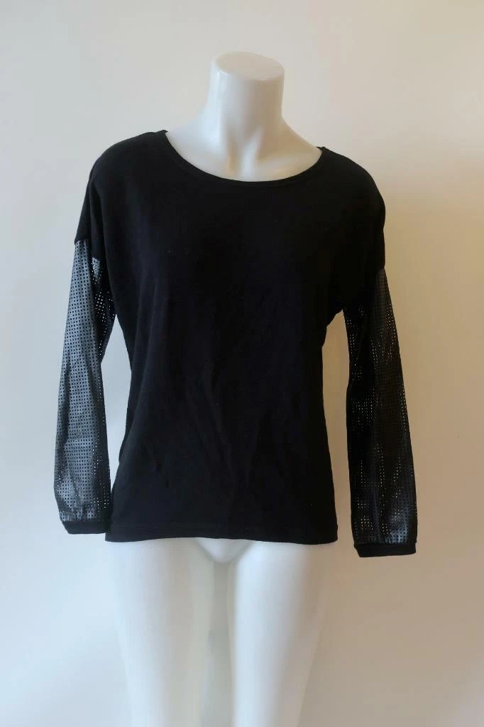 Black sweater with 2025 leather sleeves