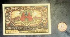 1921 Germany RAGUHN 25  Phennig Banknote / Notgeld