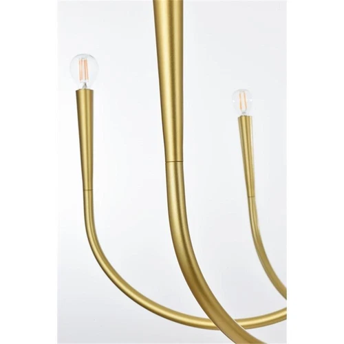 Living District Layne 36" 6-Light Transitional Metal Chandelier in Brass - Picture 7 of 7