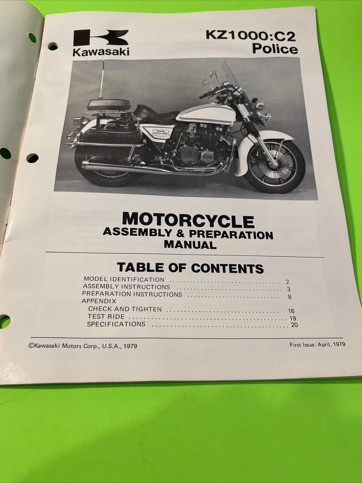 Kawasaki Police Motorcycle Assembly & Preparation Manual 1979 99964-0039-01 - Image 3 of 4