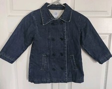 Baby Gap Denim Med Wash Pea coat Lined Jacket 2006 Toddler Girl 4yrs/4XL