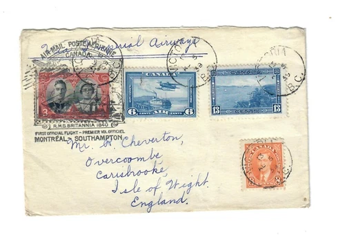 HHStamps Canada Stamps Rgstd Cover Cover to England Scott#  236,242,248 and C6.