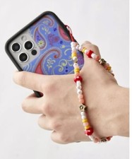 Urban Outfitters 8" Beaded Mushroom Phone Strap Glass Plastic  Zinc Beads NIP