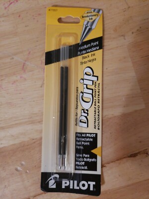 77227 Pilot Dr. Grip Retractable Pen Refill, Medium Pt, Black Ink, 2 Packs