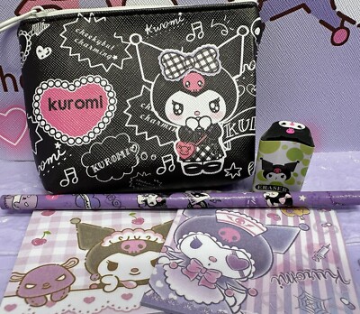 Kuromi Sanrio Konvolut Schreibwaren Geldbörse Memos Bleistift Gummi süß Geschenk lila