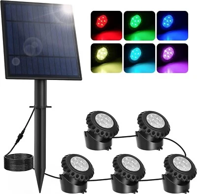 Faro Solare LED RGB Impermeabile Giardino Esterno Laghetto Piscina Subacqueo