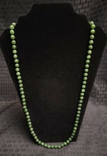 Stunning 8mm Jade Beaded Necklace Nephrite Jade 30"