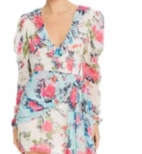 ROCOCO SAND Xandra Dress Off White & Powder Blue Viscose Boho Size M-MSRP $311