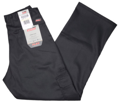 Genuine Dickies #11824 NEW Men's Black Regular Fit Straight Leg Flex Cargo Pants