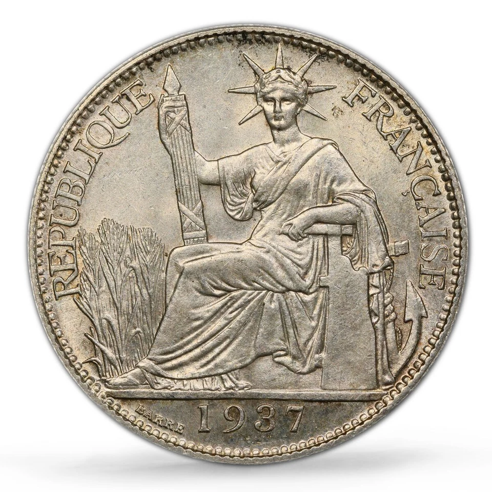 France French Indochina 20 cents Liberty Seated KM-17.2 MS64 PCGS Ag coin 1937 - Image 3 of 4