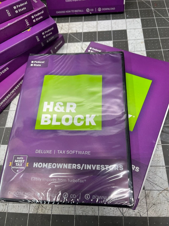 2017 H&R Block DELUXE turbo Federal & State Tax Cut New sealed CDH R HR USA 2017 - Image 3 of 4