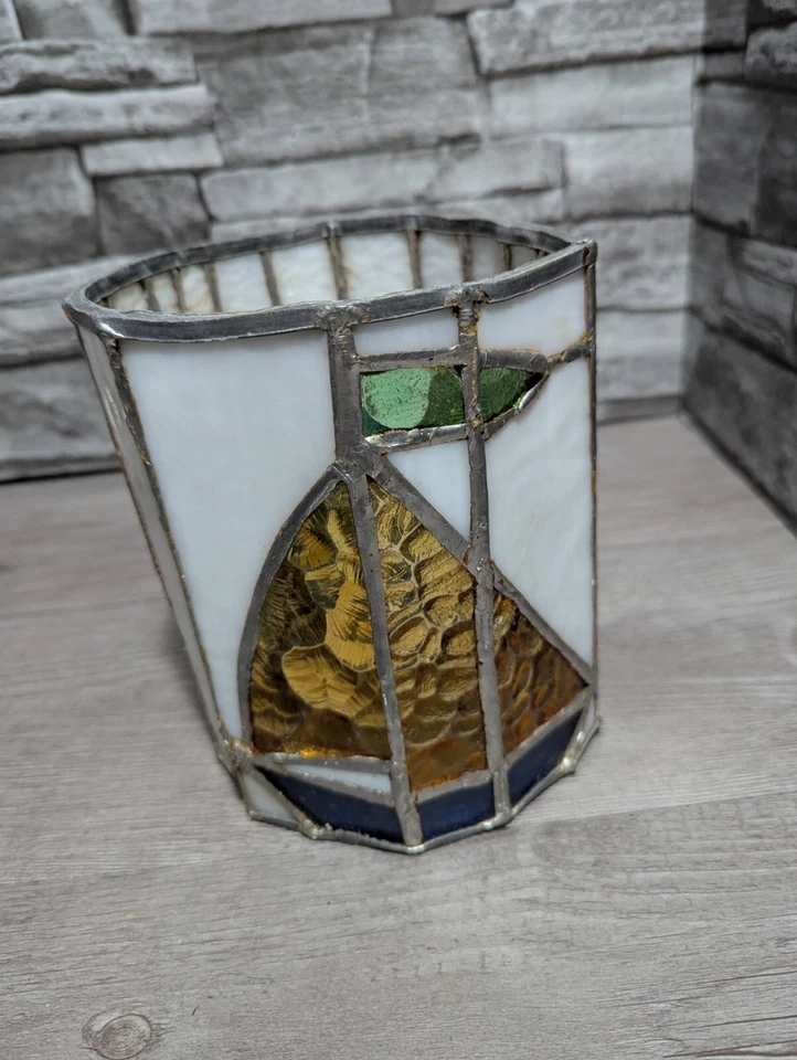 6.5x4.5" Vitral Casa Escénico Redondo Huracán Pilar Candelabro Linterna Foto 4 de 4