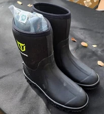 TIDEWE Rubber Boots for Men, 5.5mm Neoprene Insulated Rain Boots w/ steel Shank