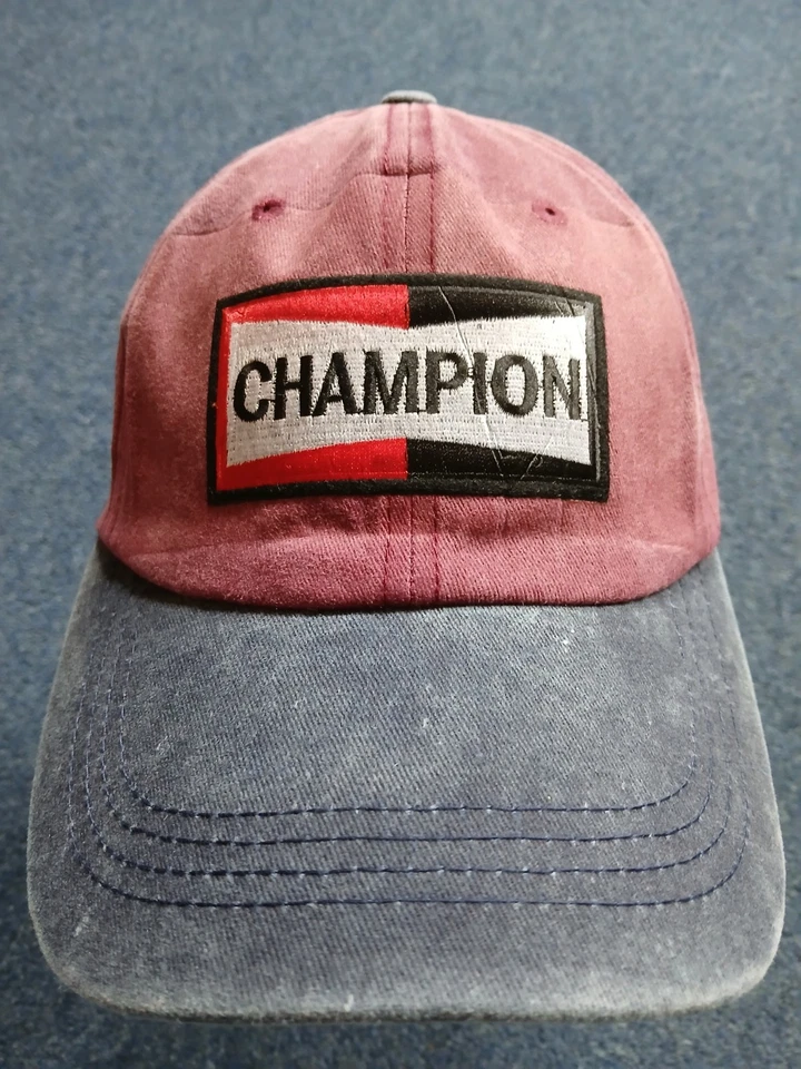 Champion Spark Plugs Red With Blue Peak Stone Washed Baseball Cap Garage Advert - Image 3 of 3