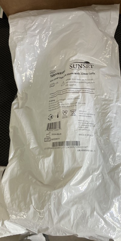 Sunset Healthcare Solutions Slim CPAP Tubing 6ft 15mm w/ 22mm Cuffs TUB006SSNA