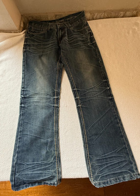 Ring of Fire Men's Jeans Del Rey Ave Dark Wash Distressed 31'' x 30'' Cotton Blend