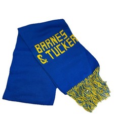 Vintage Barnes  Tucker Knit Scarf Mine Cleaning Double Sided w/ Fringe