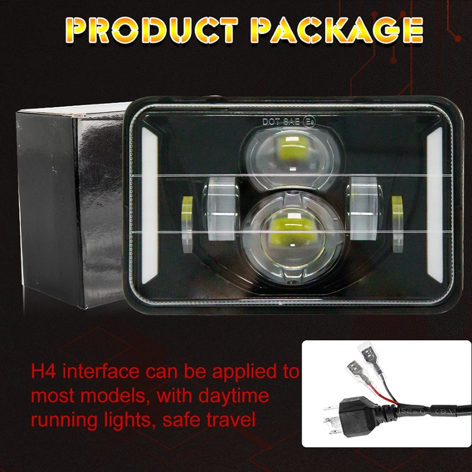 Faros LED 4x6 pulgadas haz alto y bajo aptos para Chevrolet T6500 T7500 1997-2009 T8500 Foto 4 de 4