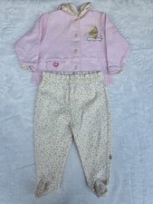 Vintage Disney Classic Winnie the Pooh Girls 6m 2 Piece Set Embroidered Floral