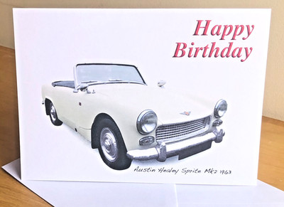 Austin Healey Sprite Mk2 1963-5x7'' Geburtstag, Jubiläum, Ruhestand oder einfache Karte