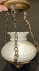 Vintage Hobnail White Milk Glass Lamp Hanging Ceiling Brass