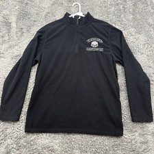 Harley-Davidson Black Fleece Quarter-zip pullover Size L Big Embroidery Skull