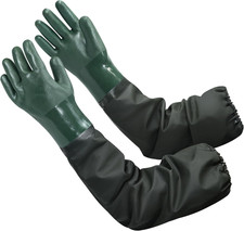 27" Full Arm Pond Gloves, Long Heavy Duty Gloves with Cotton Lining, Waterproof