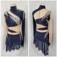 Ice skating dress Competition Figure Skating Twirling Costume gray