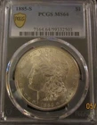 1885-S Morgan Silver Dollar PCGS MS-64 Nice original luster! Gold Shield Holder