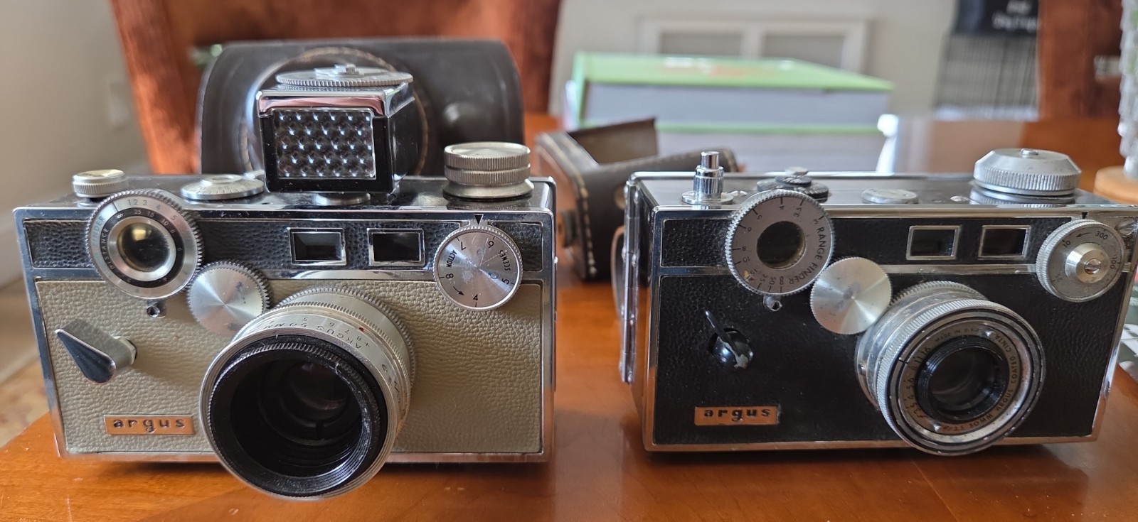 Vintage Argus C3 Camera (2) Brick 35mm /Light Meter + Soligor 135mm Lens + Cases