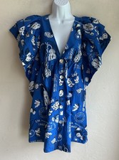 Farm Rio Flutter Babydoll Mini Dress XS NWT Retro Resort Maximalist Print Luxury