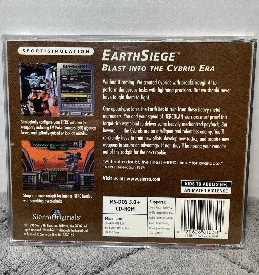 EarthSiege MetalTech PC CD Rom Video Game Win/DOS Dynamix Sierra 1994 Complete - Image 2 of 4
