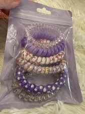Set 6 Colorful Spiral Hair Ties,Elegant Simple Fashion Hair Accessories Purple