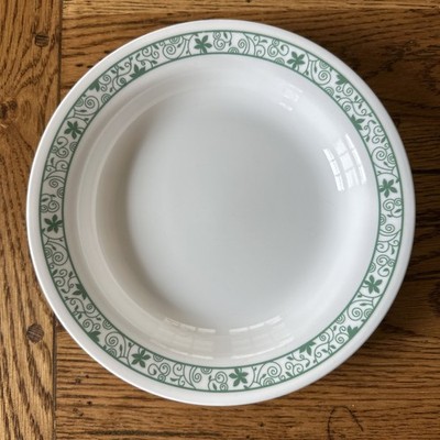 Vintage Corelle GREEN WINDING GATE 8.5  Flat Rimmed Soup Salad Pasta Bowl 15 oz