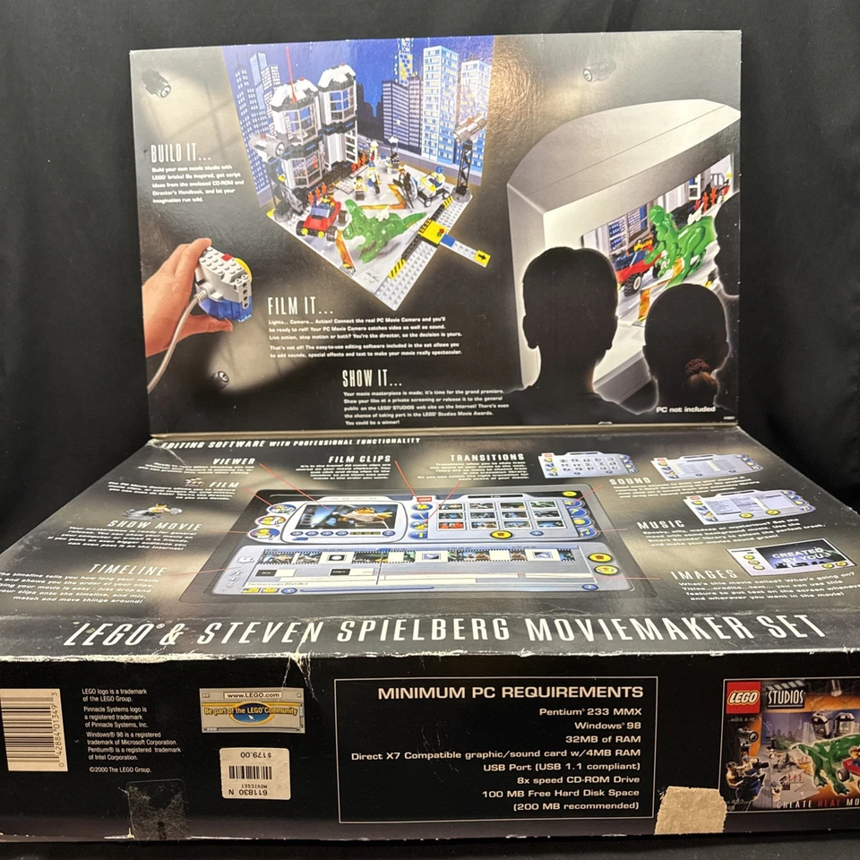 Lego Studios #1349 Steven Spielberg Conjunto de Cineasta Incompleto Na Caixa VTG LEGOCam - Imagem 3 de 4