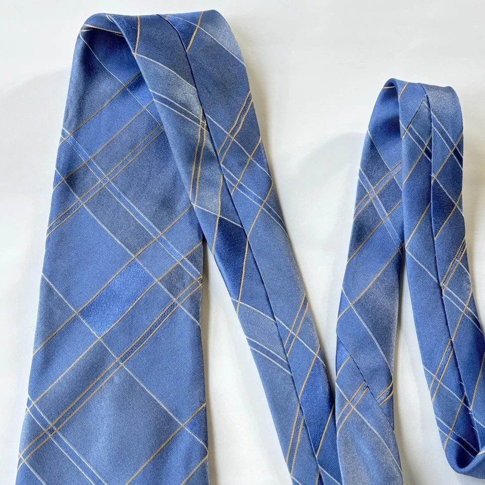 Corbata Canali Azul a Cuadros 100% Seda Cuello Diseñador Clásica Italia LARGA 63”+ Jacquard Foto 3 de 4