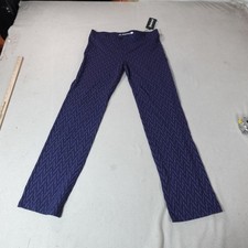 Betabrand Pants Womens Large Blue Dress Pant Yoga Pants Geometric Print Stretch