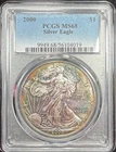 2000 PCGS MS68 American Silver Eagle - Rainbow Toning