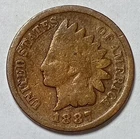Indian Head Penny Lot of "1" VERY NICE 1887 GOOD OR BETTER°$ FREE SHIPPING $#V92