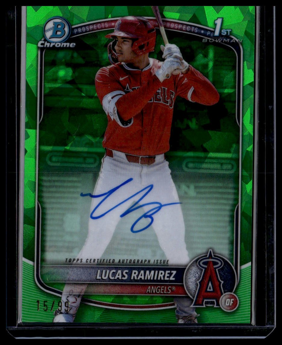 Lucas Ramirez 2025 Bowman Sapphire Chrome 1st Autograph Green #/99
