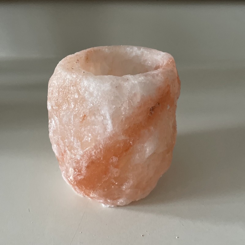 Himalayan Natural Crystal Salt Rock Votive  Candle Holder & Candle
